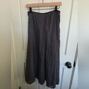 Charcoal Midi Skirt with Black Lace Hem